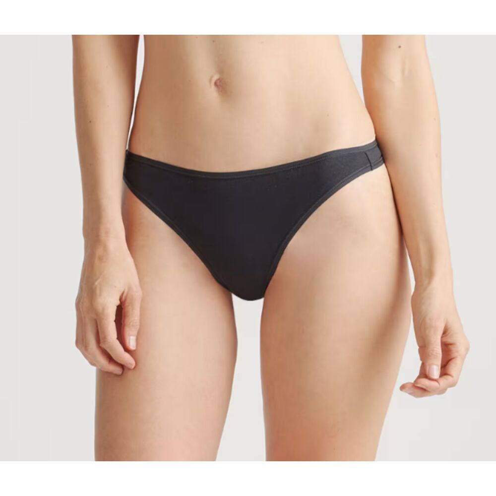 Quince 3-Pack Organic Cotton Thong Underwear Black Small New